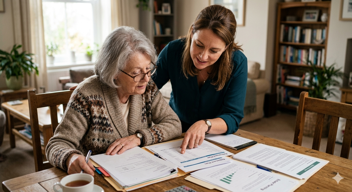 Care management consultation with an older adult and professional advisor